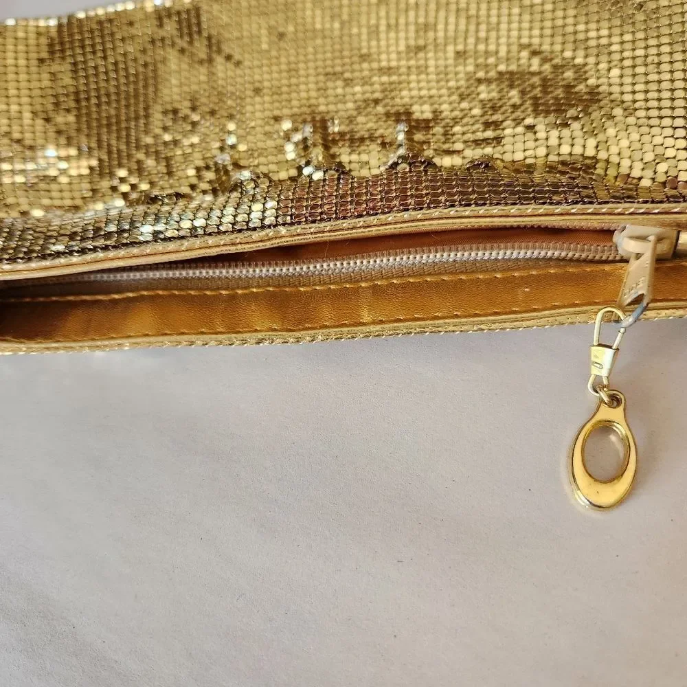Unbranded Gold Metal Mesh Clutch Bag (No Shoulder Strap) Zip Closure